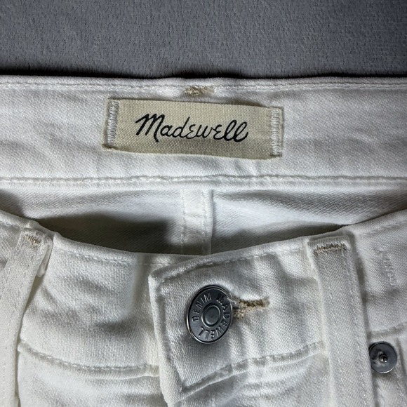 MADEWELL Cali Demi Boot Women's Jean Size 26S Cropped White  Stretch Raw Hem - Picture 3 of 10
